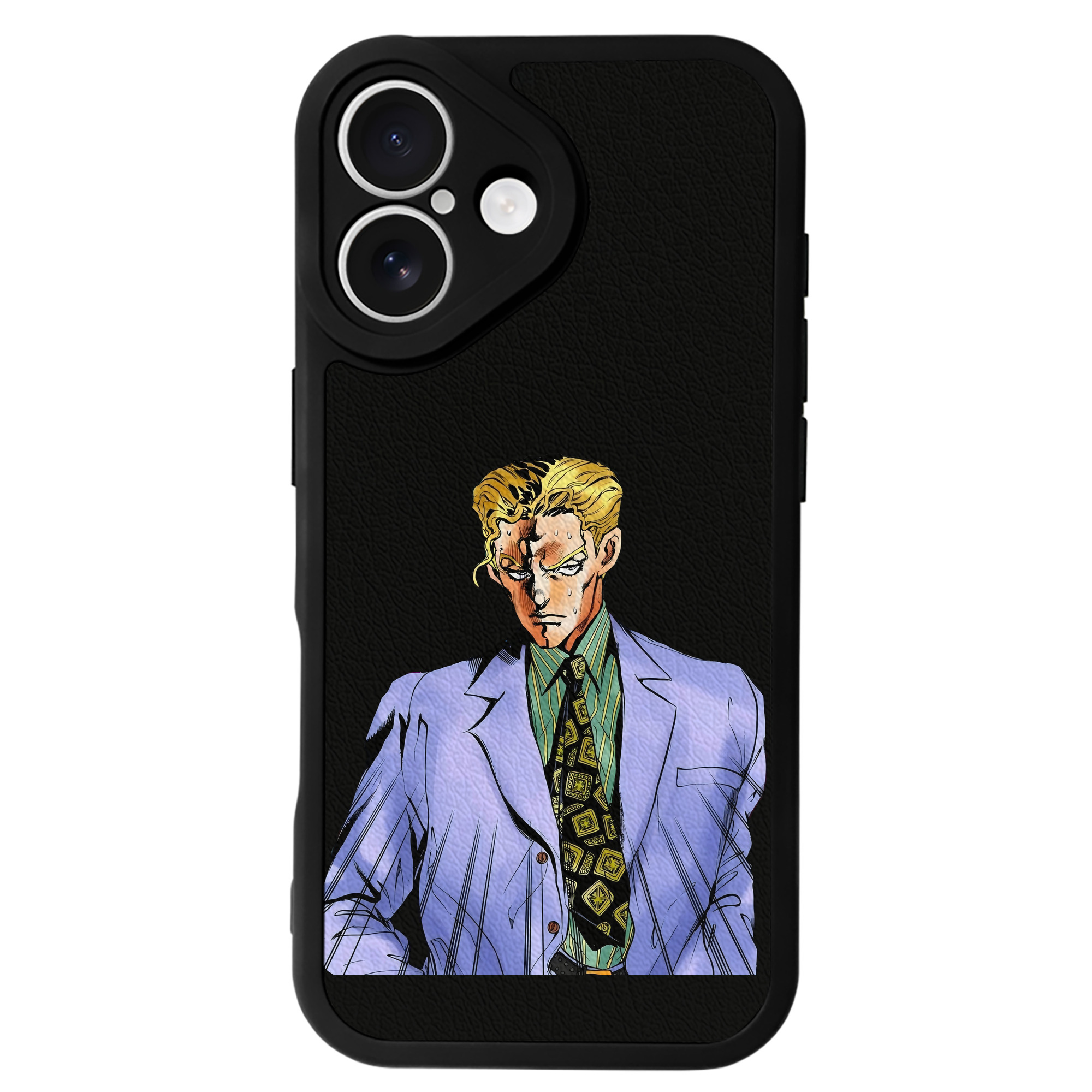 （画像用） ジョジョの奇妙な冒険 きら よしかげ JoJo's Bizarre Adventure Kira Yoshikage 【iPhone 16シリーズ対応】シリコンスマホケース（レザー調） 材質：シリコン